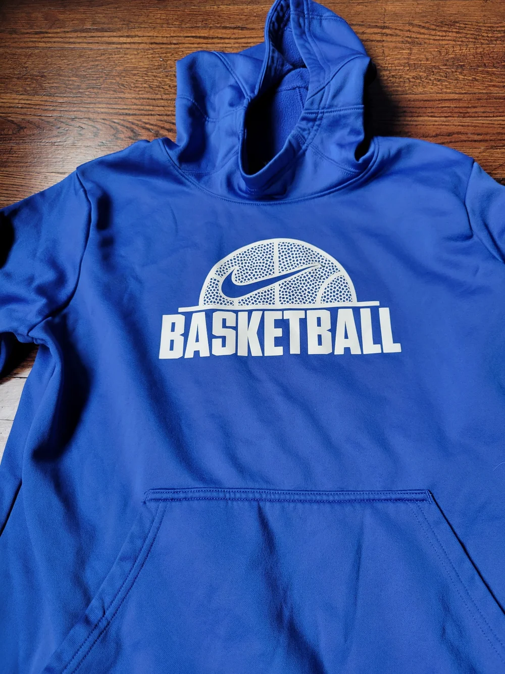 Nike Basketball Boys Blue White Hoodie Sweatshirt XL Activewear Dri Fit